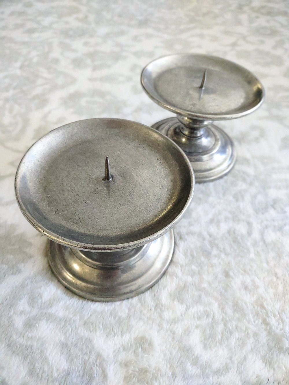 2 Pcs Williams Sonoma Pewter Candle Holders, NWT